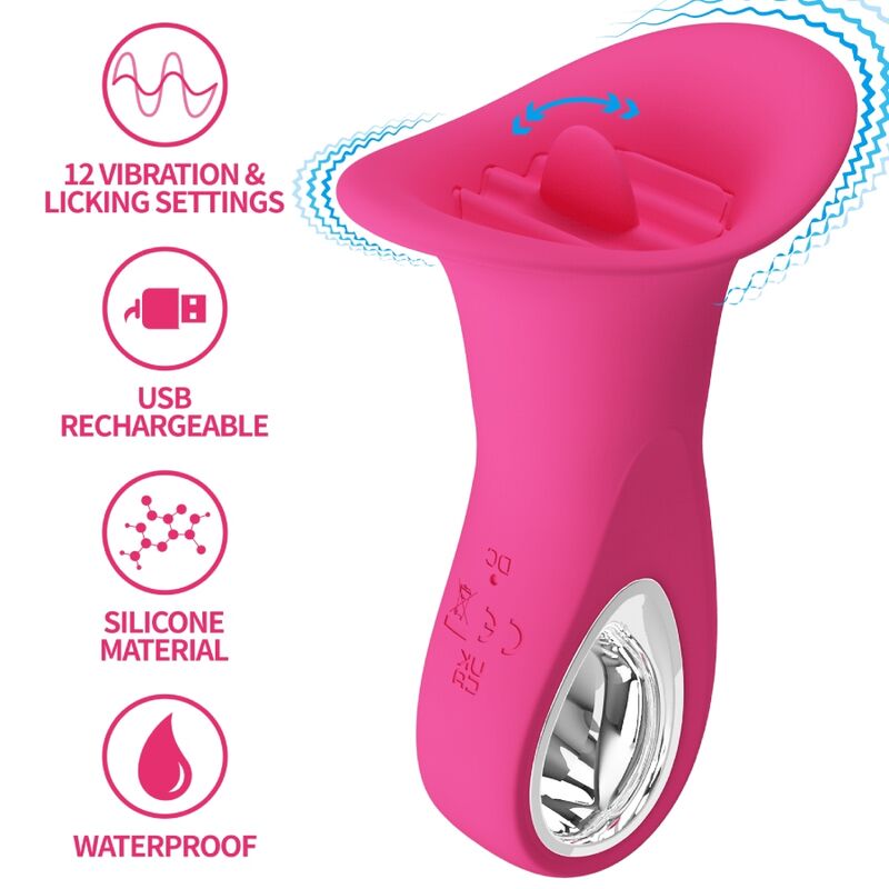 Pretty Love – Clyde Oralvibrator Vibrierende Zunge 12 Vibrationen Rosa