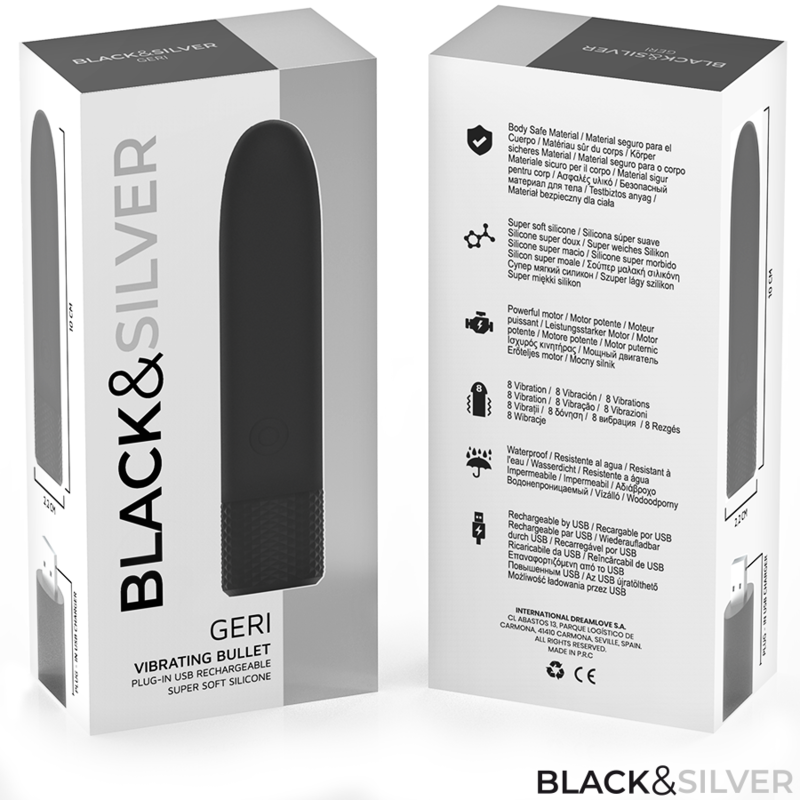 Black & Silver – Geri Usb Wiederaufladbarer Vibrierender Bullet 8 V...