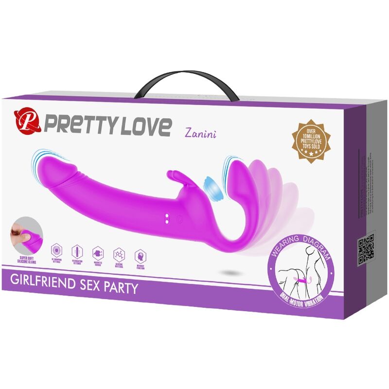Pretty Love – Zanini Strapless Strap-On 10 Vibrationen Lila