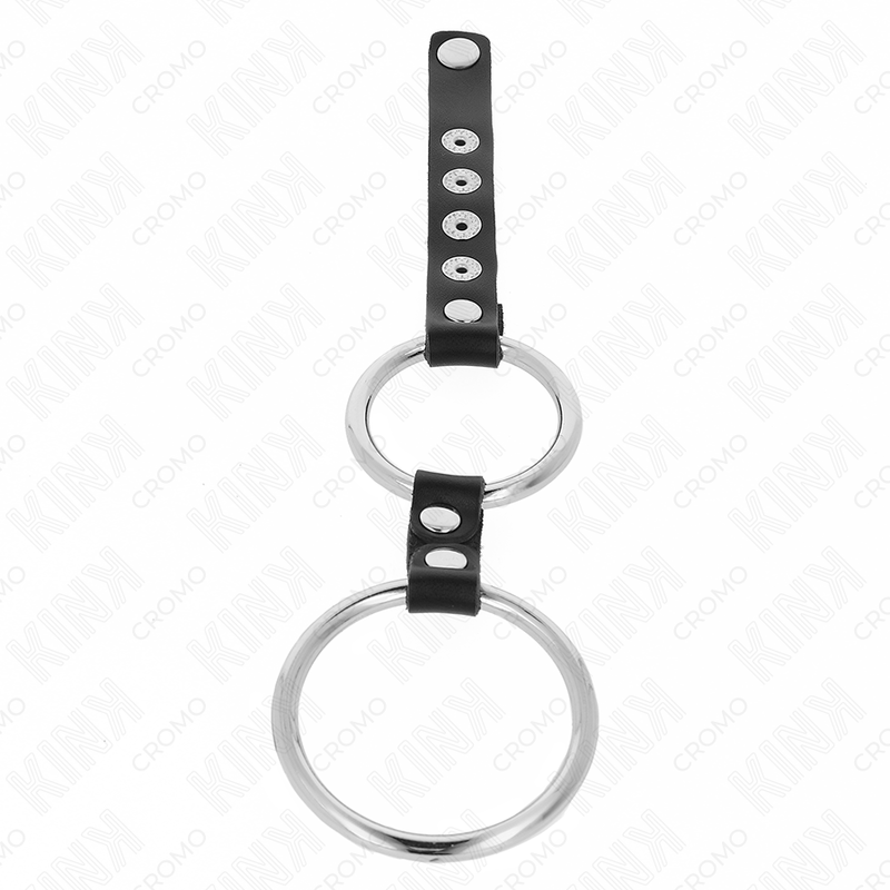 Kink Doppelter Penisring aus Metall 3,8 cm bis 5 cm mit Leder