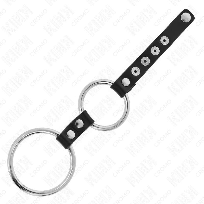 Kink Doppelter Penisring aus Metall 3,8 cm bis 5 cm mit Leder