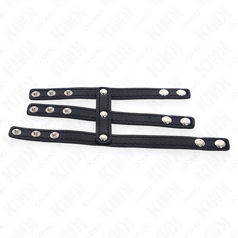 Kink Dreifach Leder Penisring mit Druckverschluss