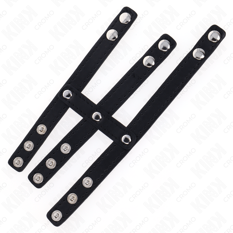 Kink Dreifach Leder Penisring mit Druckverschluss