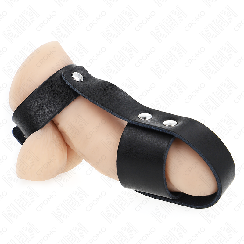 Kink Peniskäfigring aus Leder mit Verstellbarem Hockentrenner