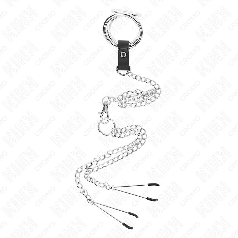 Kink – Dreifach Chrom Metall Penisring 3 Cm bis 4,5 Cm mit 26 Cm Me...