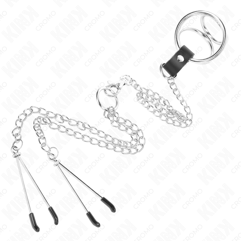 Kink – Dreifach Chrom Metall Penisring 3 Cm bis 4,5 Cm mit 26 Cm Me...