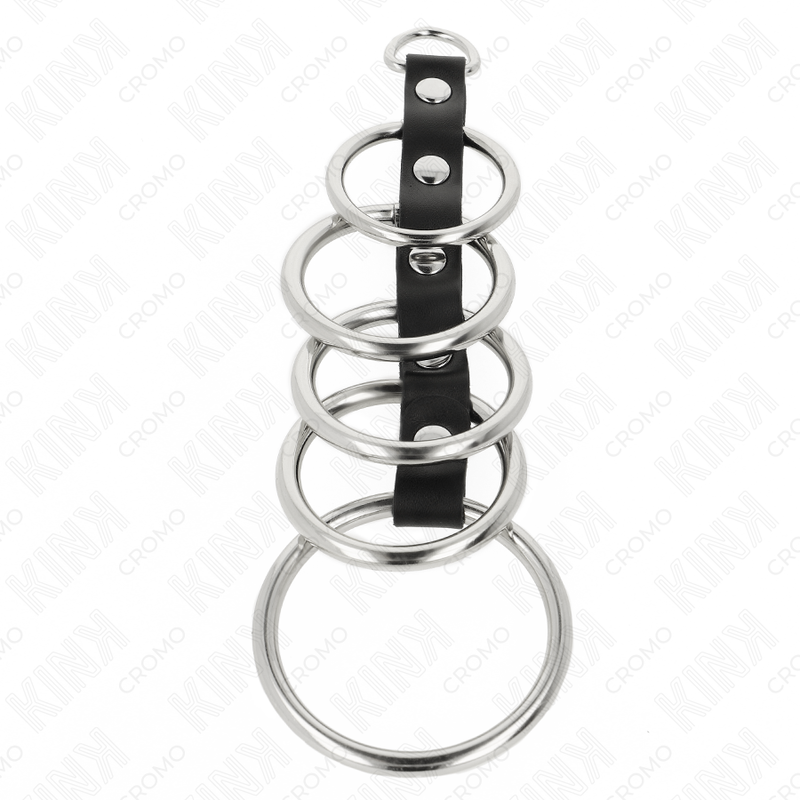 Kink 5 Metall Penisringe 3,2 cm bis 5 cm Durch Leder Verbunden