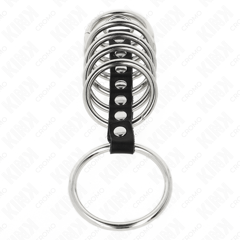 Kink 7 Penisringe aus Metall 3,2 cm bis 5 cm Durch Leder
