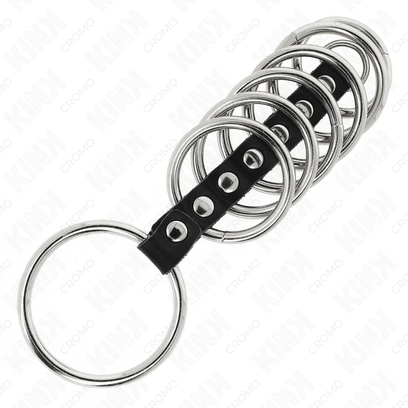 Kink 7 Penisringe aus Metall 3,2 cm bis 5 cm Durch Leder