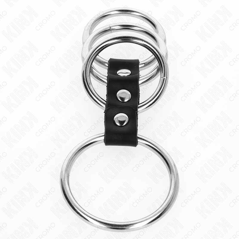 Kink 4 Metall Penisringe 3,7 cm bis 5 cm Durch Leder Verbunden