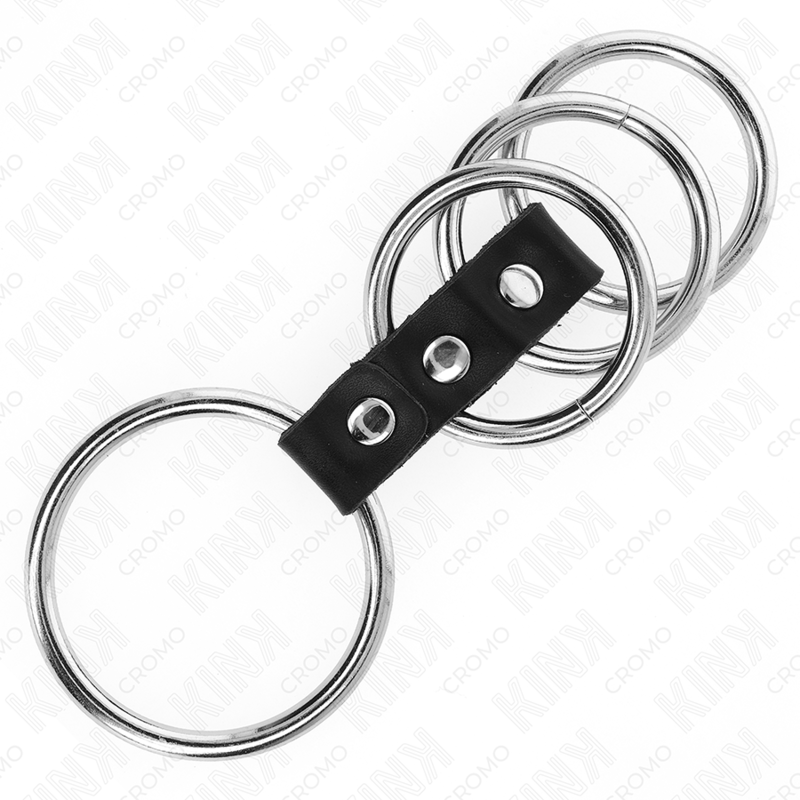 Kink 4 Metall Penisringe 3,7 cm bis 5 cm Durch Leder Verbunden