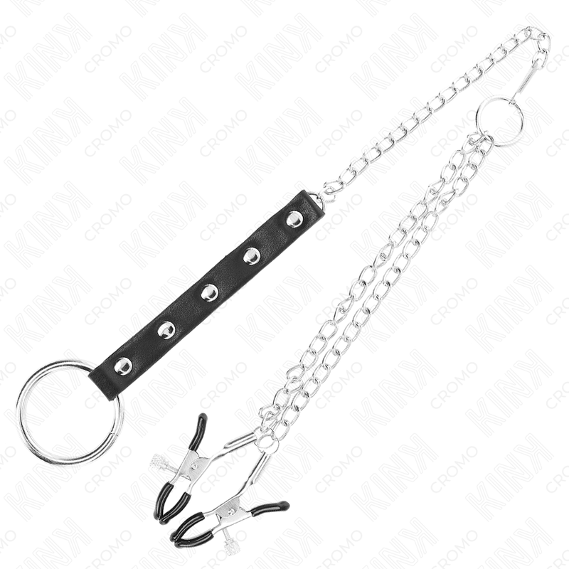 Kink Metall-penisring mit Kette und Verstellbaren Brustklammern