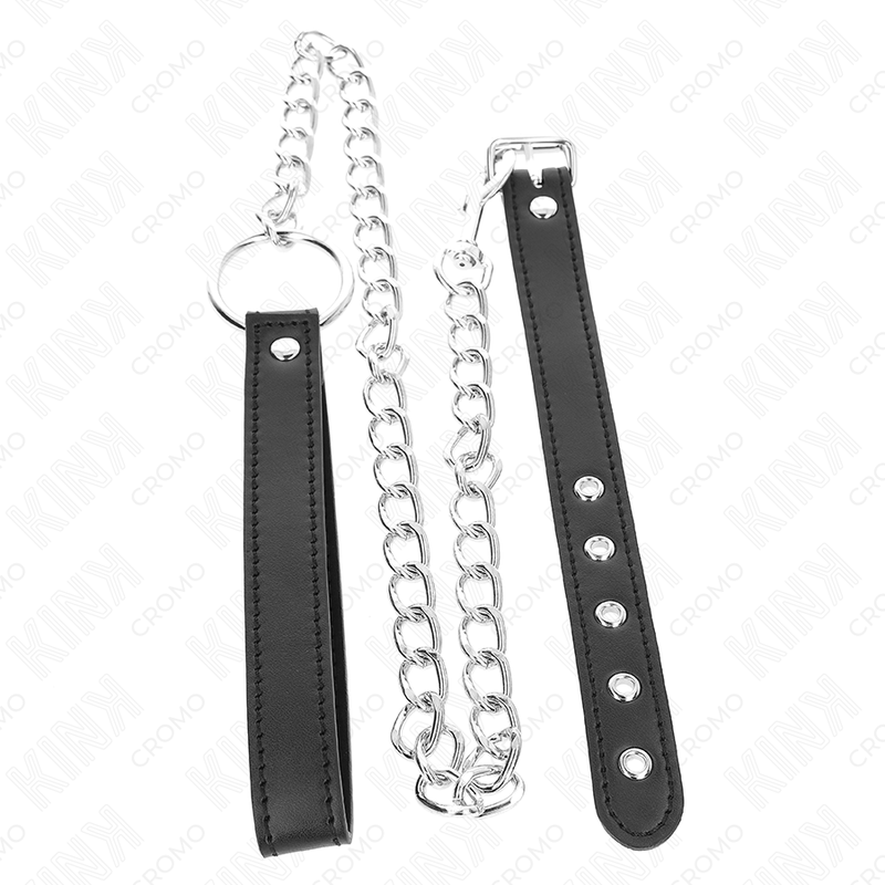 Kink Penisring aus Leder 21,5 x 2 cm mit 60 cm Metallkette und