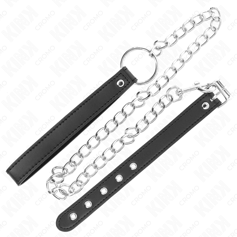 Kink Penisring aus Leder 21,5 x 2 cm mit 60 cm Metallkette und