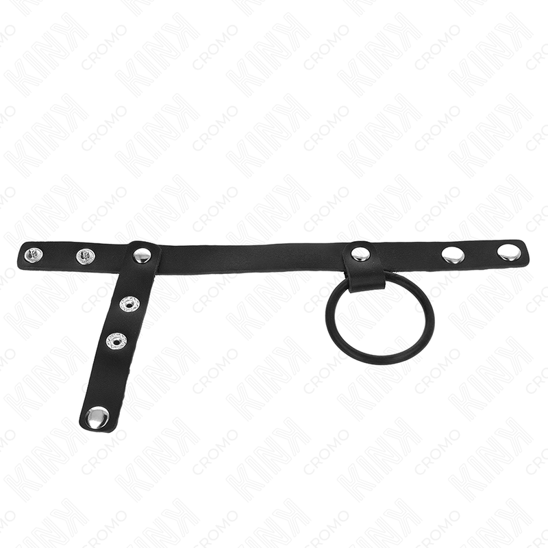 Kink Penisring aus Silikon 3,8 cm mit Hohem Teiler und Lederband