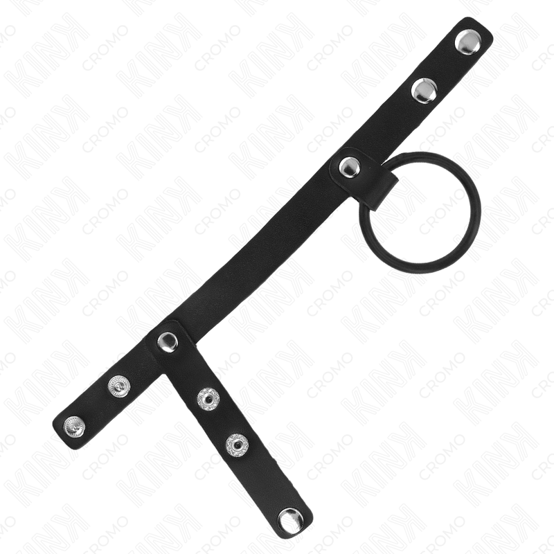 Kink Penisring aus Silikon 3,8 cm mit Hohem Teiler und Lederband