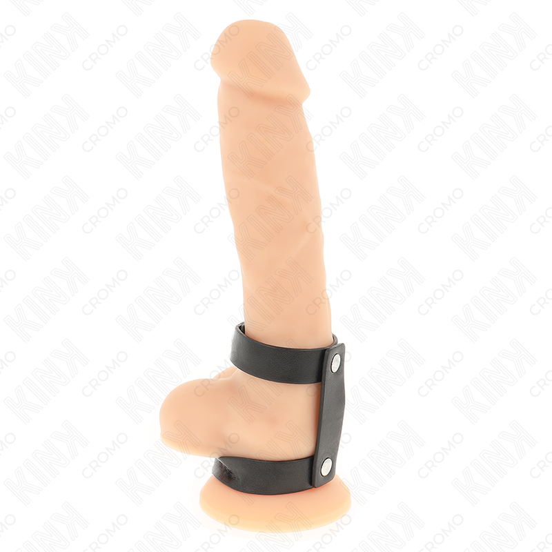 Kink Verstellbarer Doppelter Penisring aus Leder