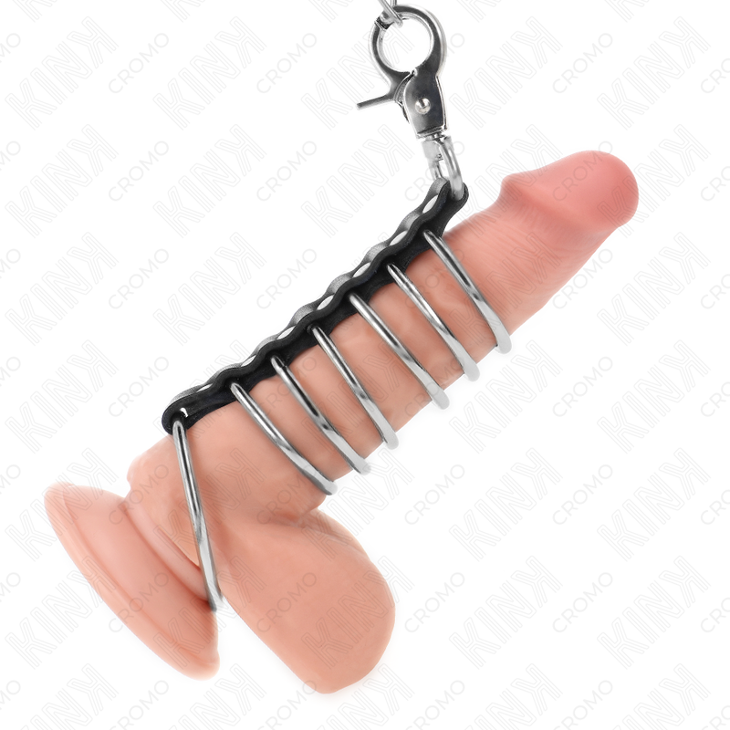 Kink 7 Penisringe aus Metall 3,8 cm bis 5 cm Verbunden mit Leder