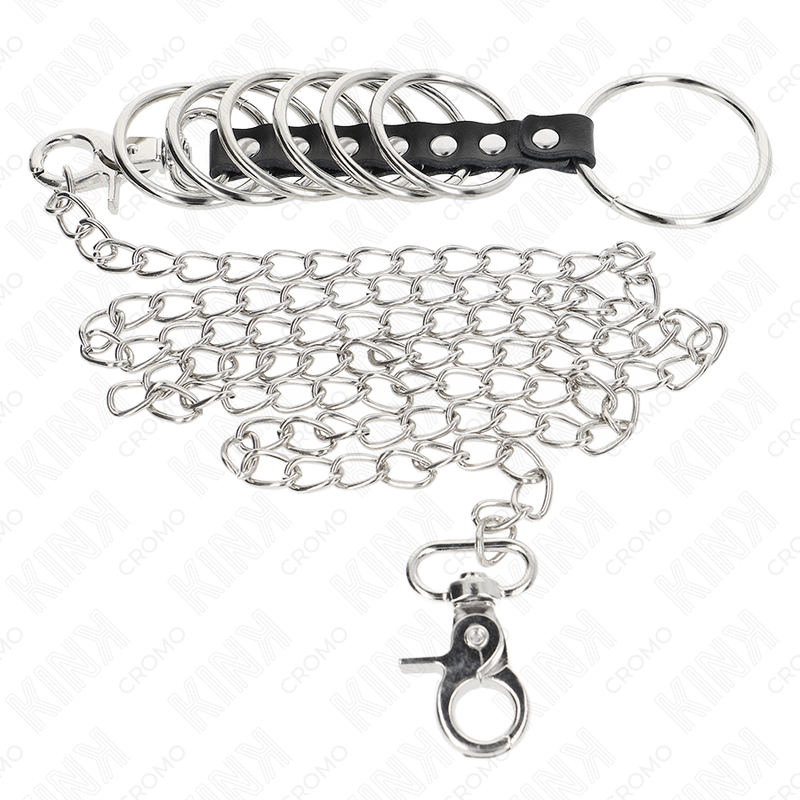 Kink 7 Penisringe aus Metall 3,8 cm bis 5 cm Verbunden mit Leder