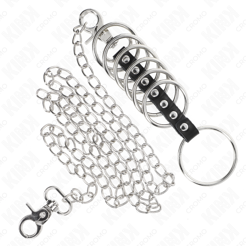 Kink 7 Penisringe aus Metall 3,8 cm bis 5 cm Verbunden mit Leder