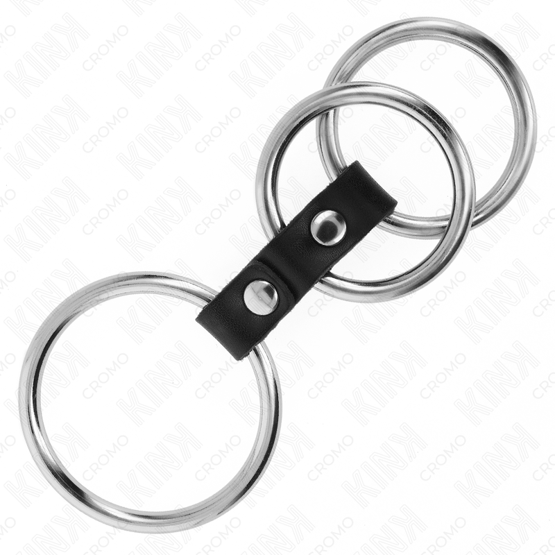 Kink Dreifach Metall Penisring 3,7 cm bis 5 cm mit Leder