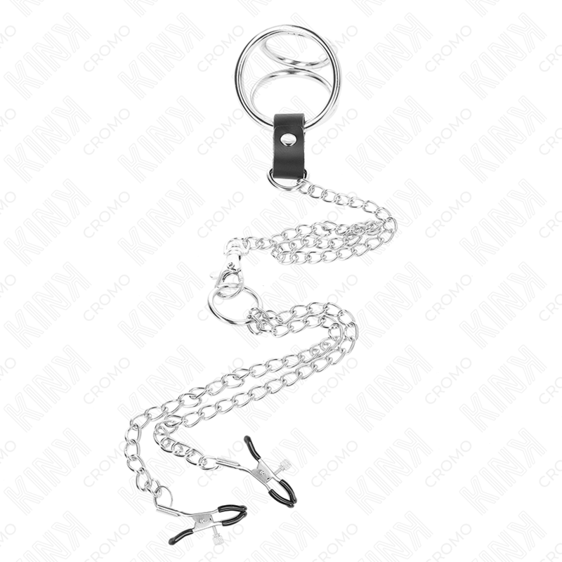 Kink – Dreifach Chrom Metall Penisring 3 Cm bis 4,5 Cm mit 26 Cm Me...
