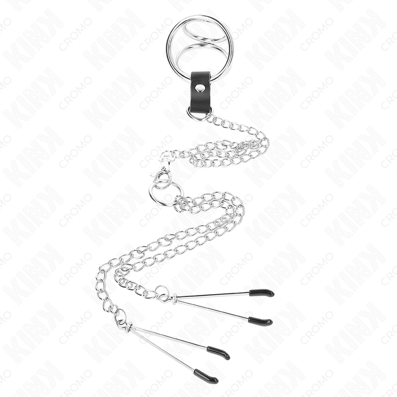 Kink – Dreifach Chrom Metall Penisring 3,8 Cm bis 5 Cm mit 26 Cm Me...