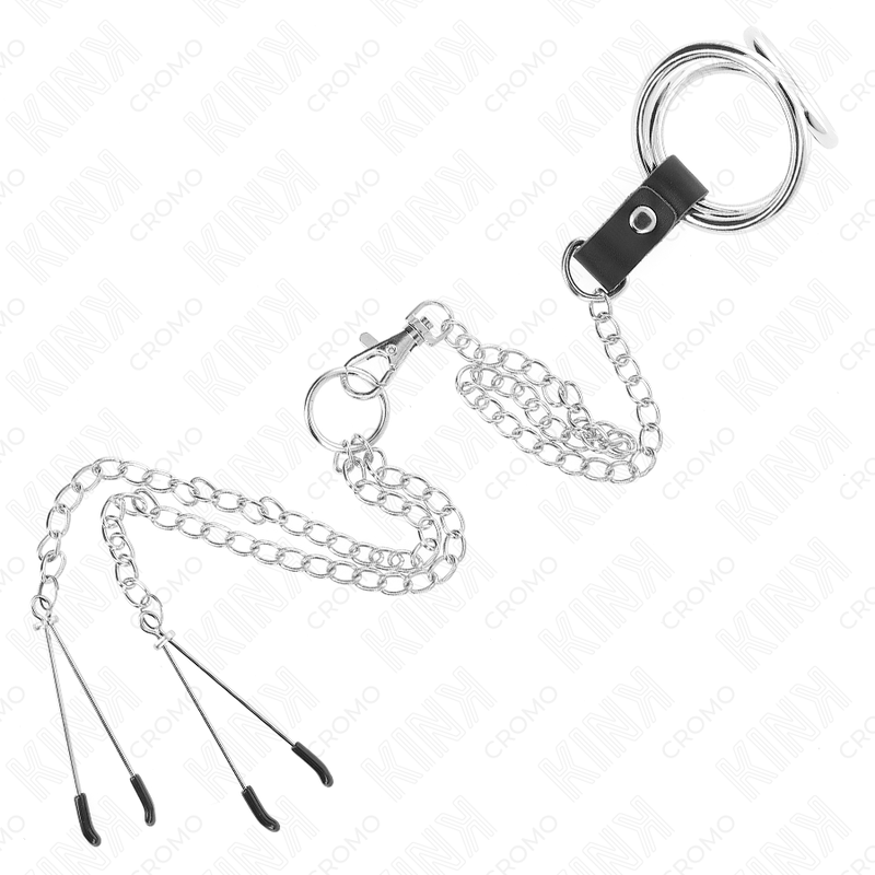 Kink – Dreifach Chrom Metall Penisring 3,8 Cm bis 5 Cm mit 26 Cm Me...