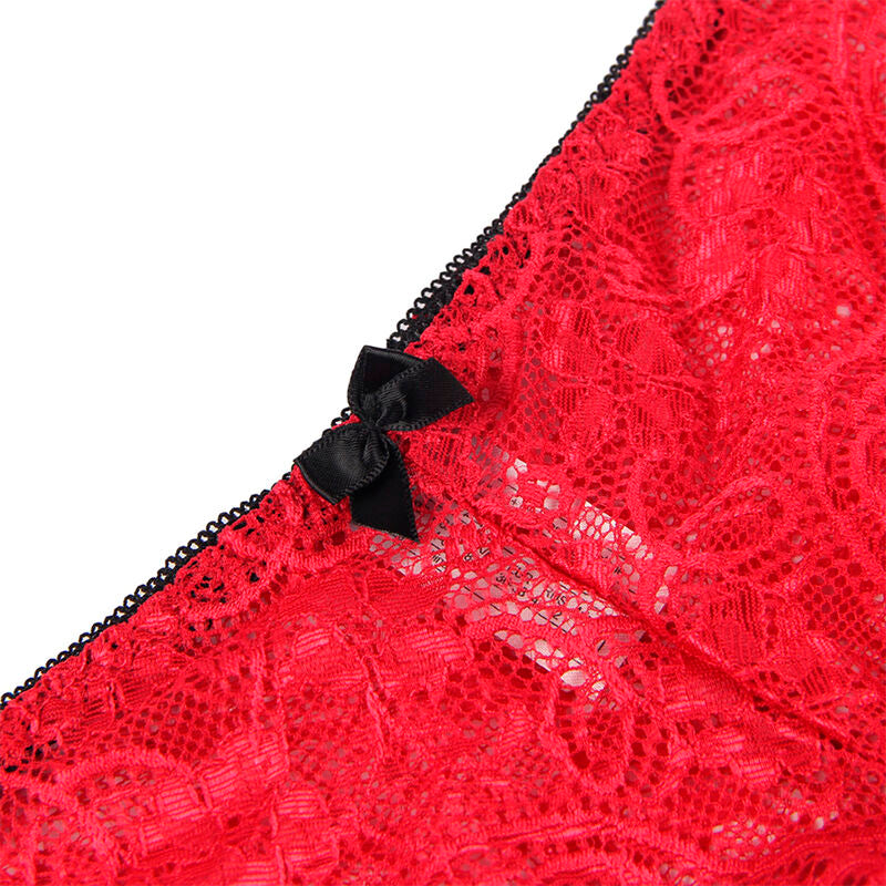 SUBBLIME - 953898 NACHTHEMD + HÖSCHEN AUS SEIDE UND SPITZE ROT S/M