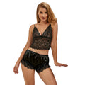 SUBBLIME - 953942 LÄSSIGE SEIDENNACHTHEMD + SPITZENHOSE SCHWARZ L/XL