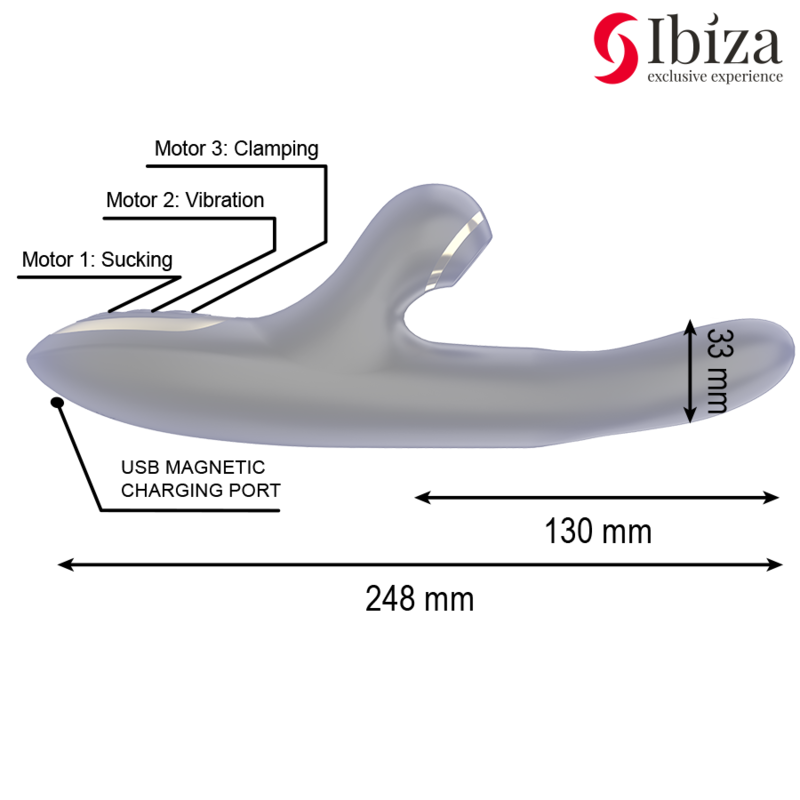 Ibiza Doppelvibrator Klemme Schwarz
