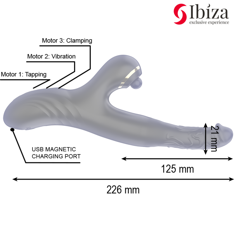 Ibiza Zwei Drachen Doppelvibrator Schwarz