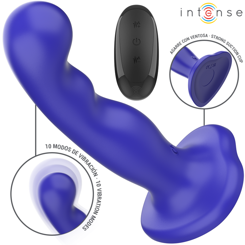 Intense Shorty Vibrator mit Saugnäpfen Blau Fernbedienung