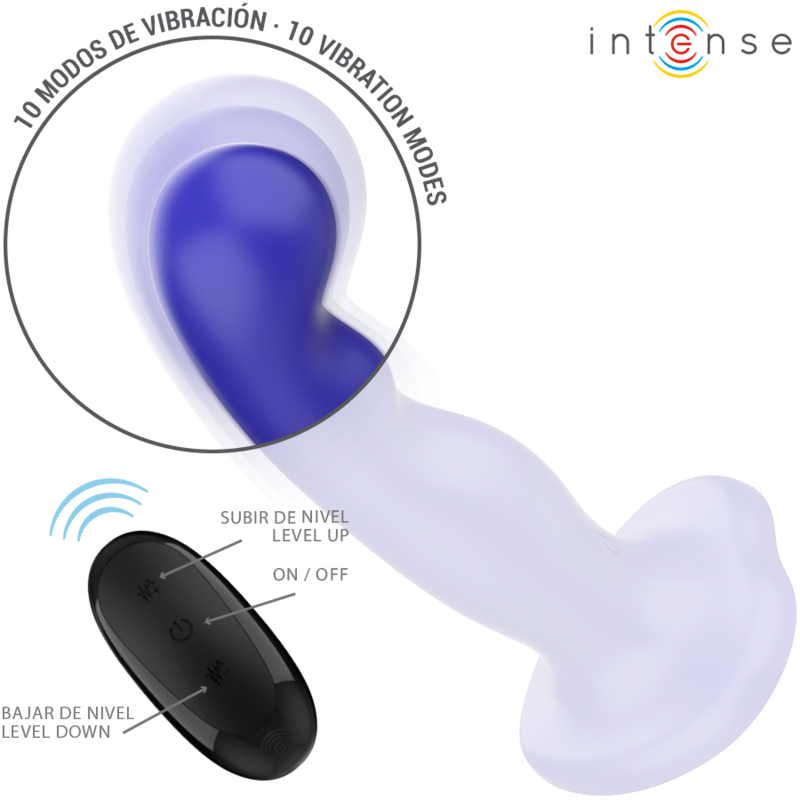 Intense Shorty Vibrator mit Saugnäpfen Blau Fernbedienung