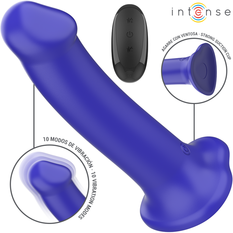 Intense Victoria Vibrator mit Saugnapf 10 Vibrationen Dunkelblau