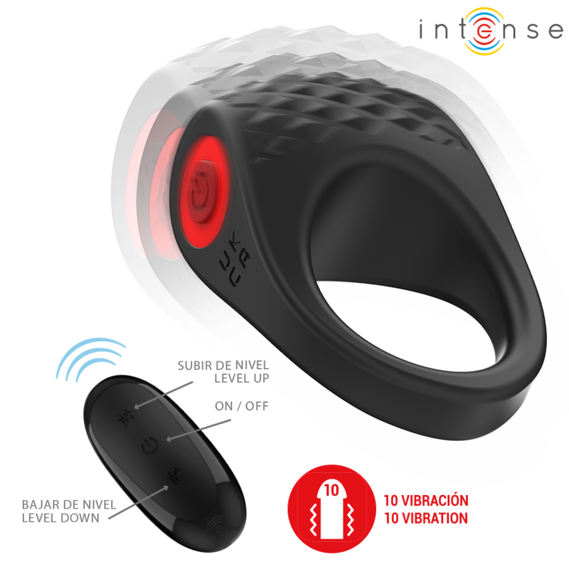 Intense Clover Vibrator Penisring 10 Vibrationen Schwarz
