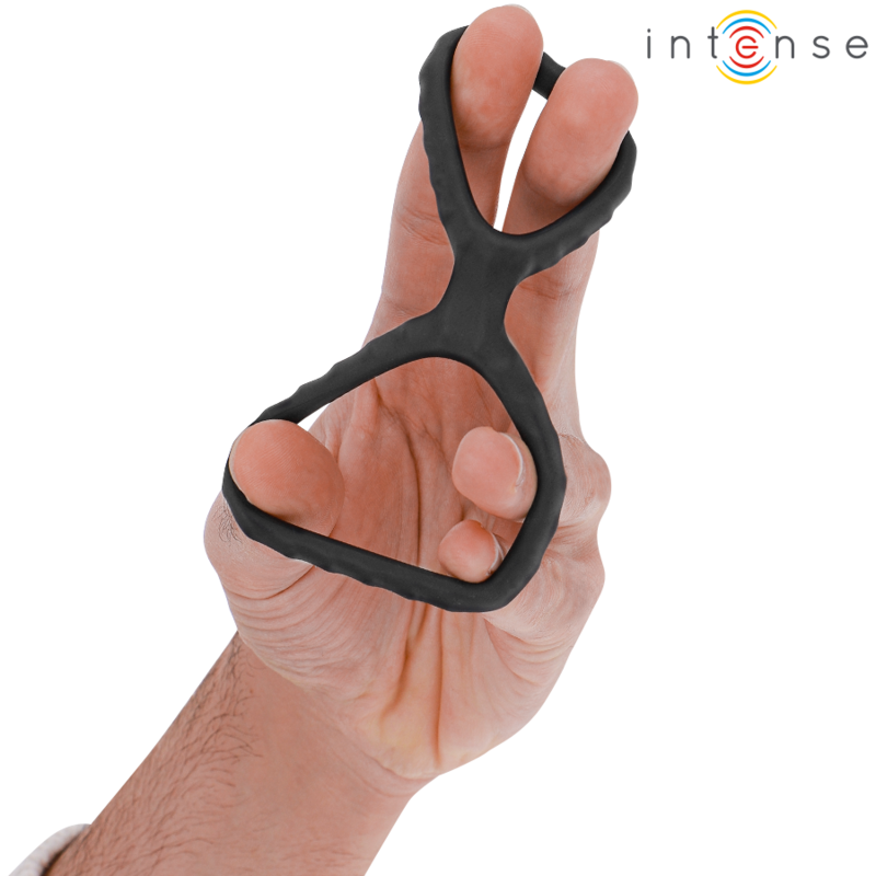 Intense Dewey Doppelter Penisring aus Silikon Schwarz Modell 2