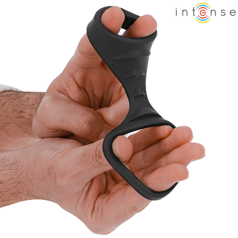 Intense Theo Doppelter Penisring aus Silikon Schwarz Modell 3