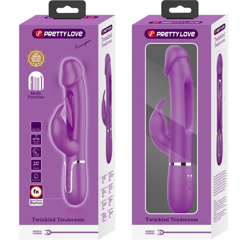 High Kampas 3 in 1 Multifunktions-rabbit-vibrator Lila
