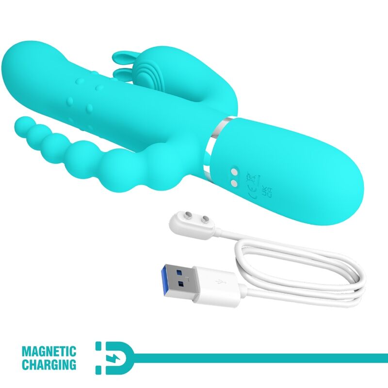 High Cammy 4 in 1 Multifunktions-dreifacher Rabbit-vibrator Blau