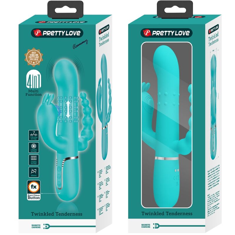 High Cammy 4 in 1 Multifunktions-dreifacher Rabbit-vibrator Blau