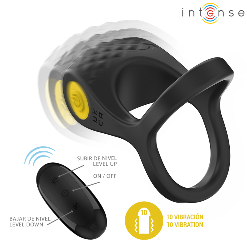 Intense Alex Vibrator Doppel-penisring 10 Vibrationen Schwarz