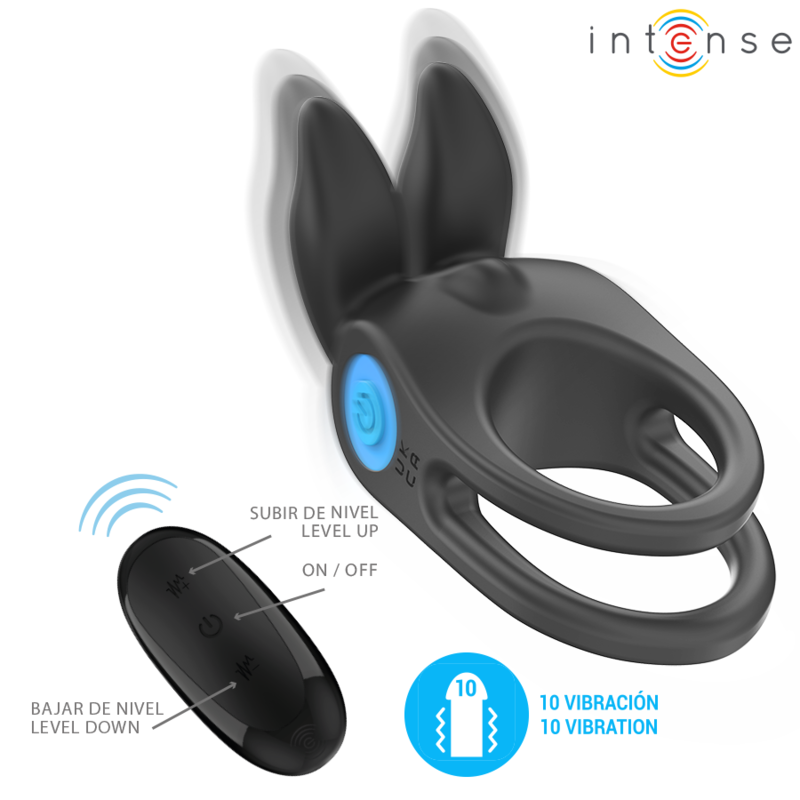 Intense Sam Vibrator Doppel-penisring 10 Vibrationen Schwarz