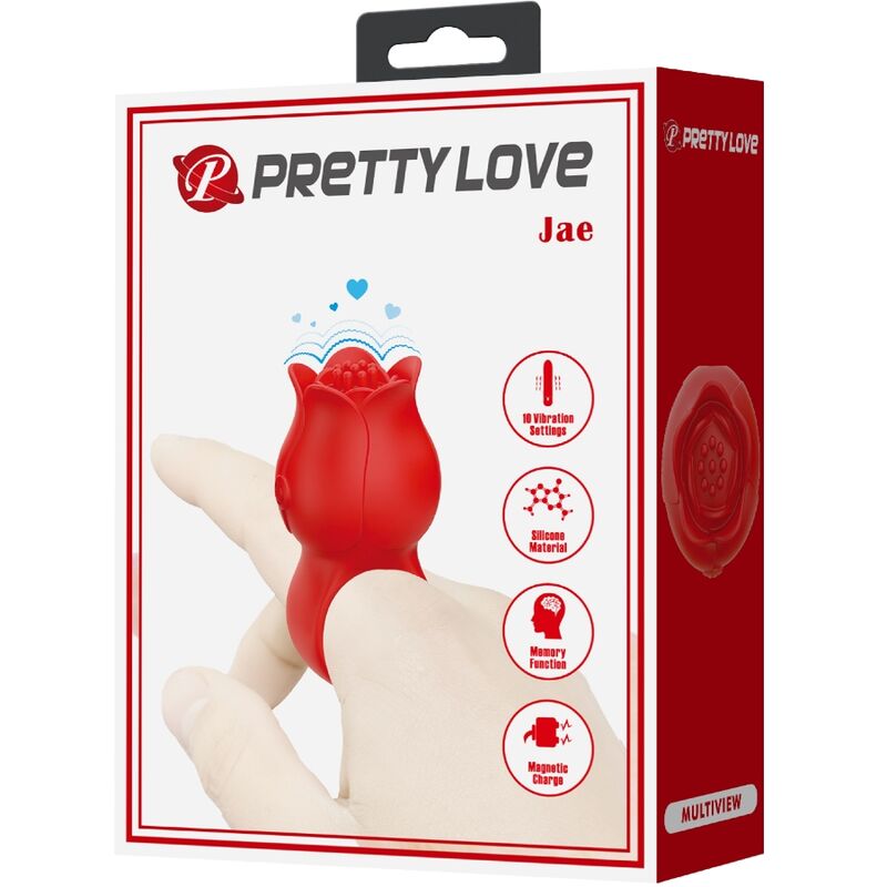 Fun Jae Rose Förmiger Fingervibrator 10 Vibrationen Rot