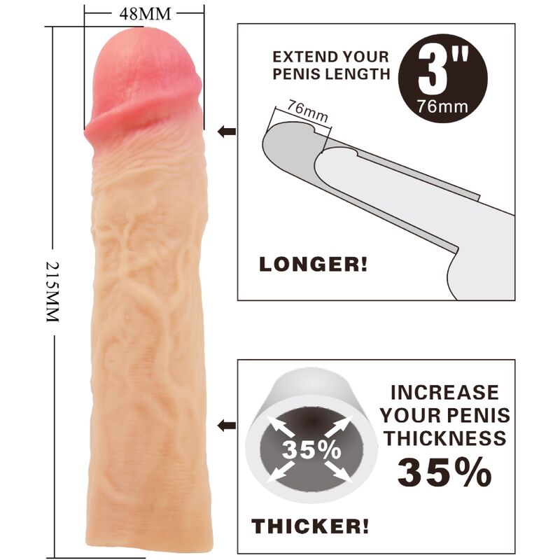For Derek Penishülle mit 7,6 cm Verlängerung Fleisch