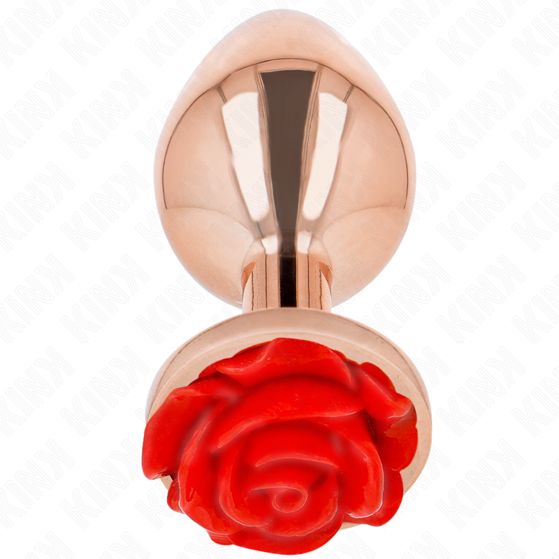 Kink Rosa Goldener Analstecker mit Roter Rose L