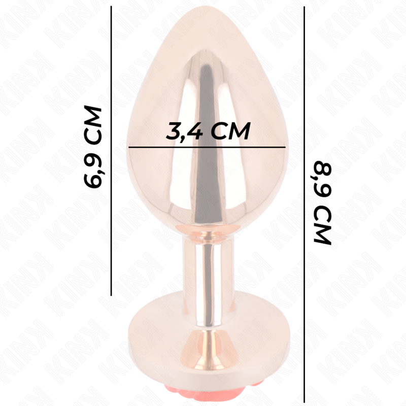 Kink Rosa Goldener Analstecker mit Roter Rose M