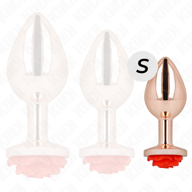 Kink Rosa Goldener Analstecker mit Roter Rose S