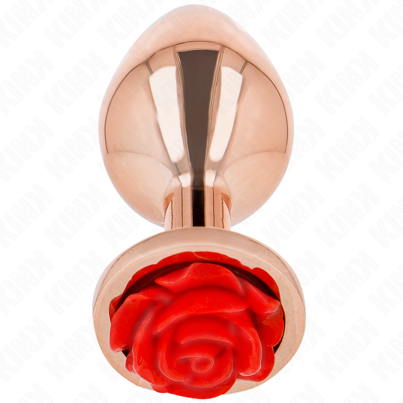 Kink Rosa Goldener Analstecker mit Roter Rose S