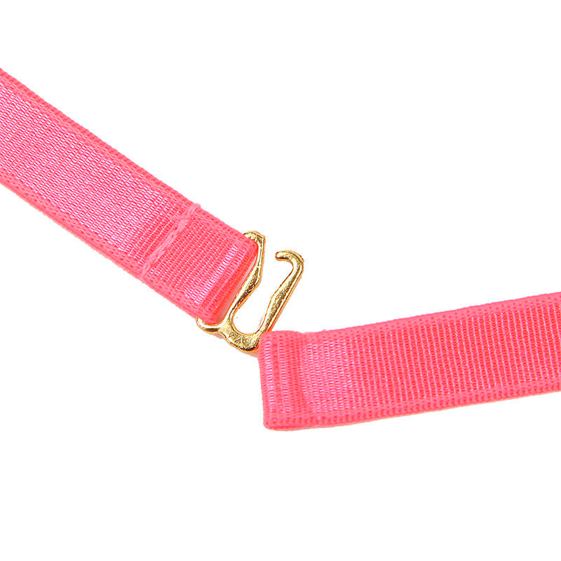 SUBBLIME - 955298 BH-SET MIT HALSKETTE UND BEINDETAILS FLUORESZIERENDES ROSA S/M